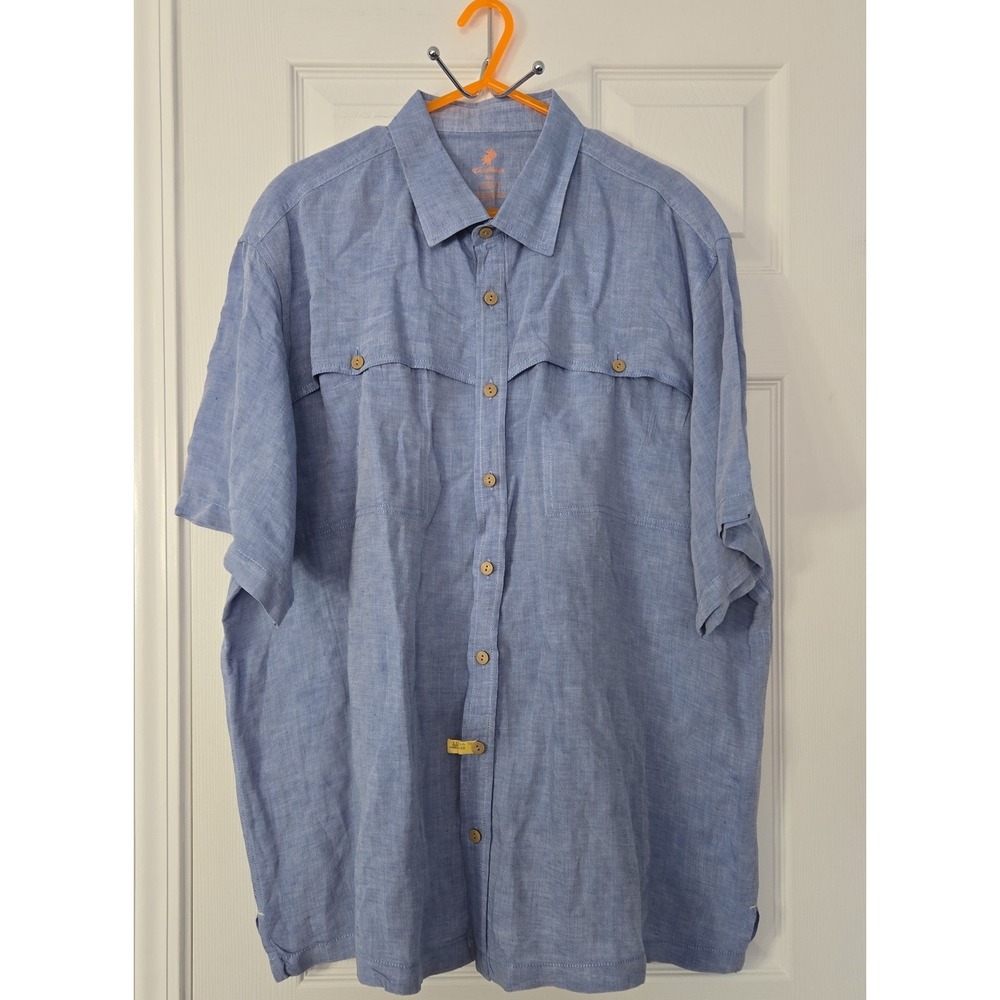 Caribbean Mens Short sleeve Shirt. Size XXL Blue